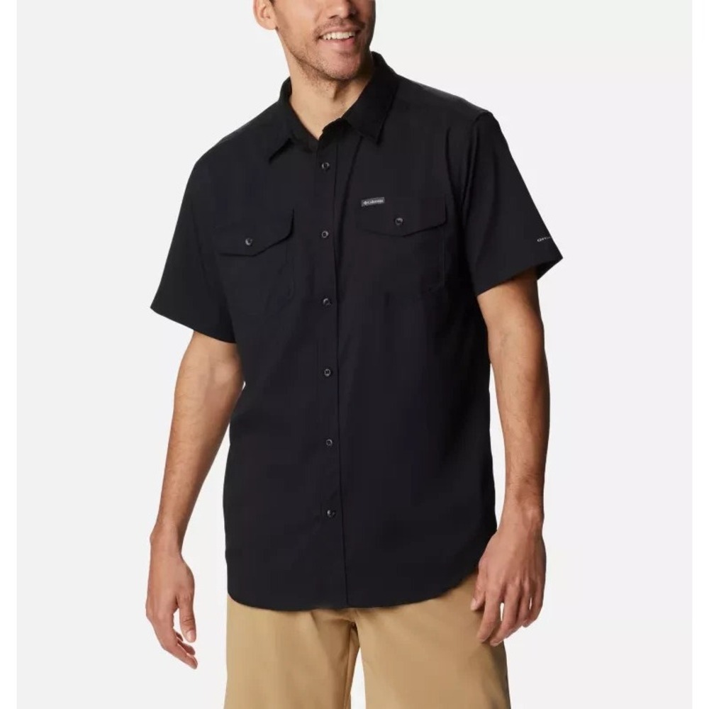 Columbia PFG Silver Ridge Lite Short Sleeve Fishing Shirt Black Mens L NWT